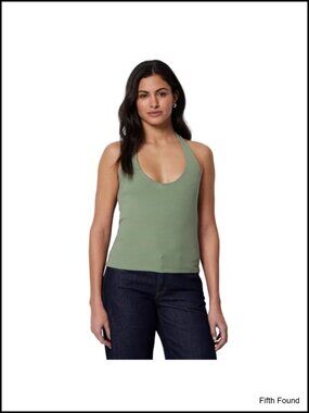 Slim-Fit Ribbed Halter Tank Top - Sleeveless